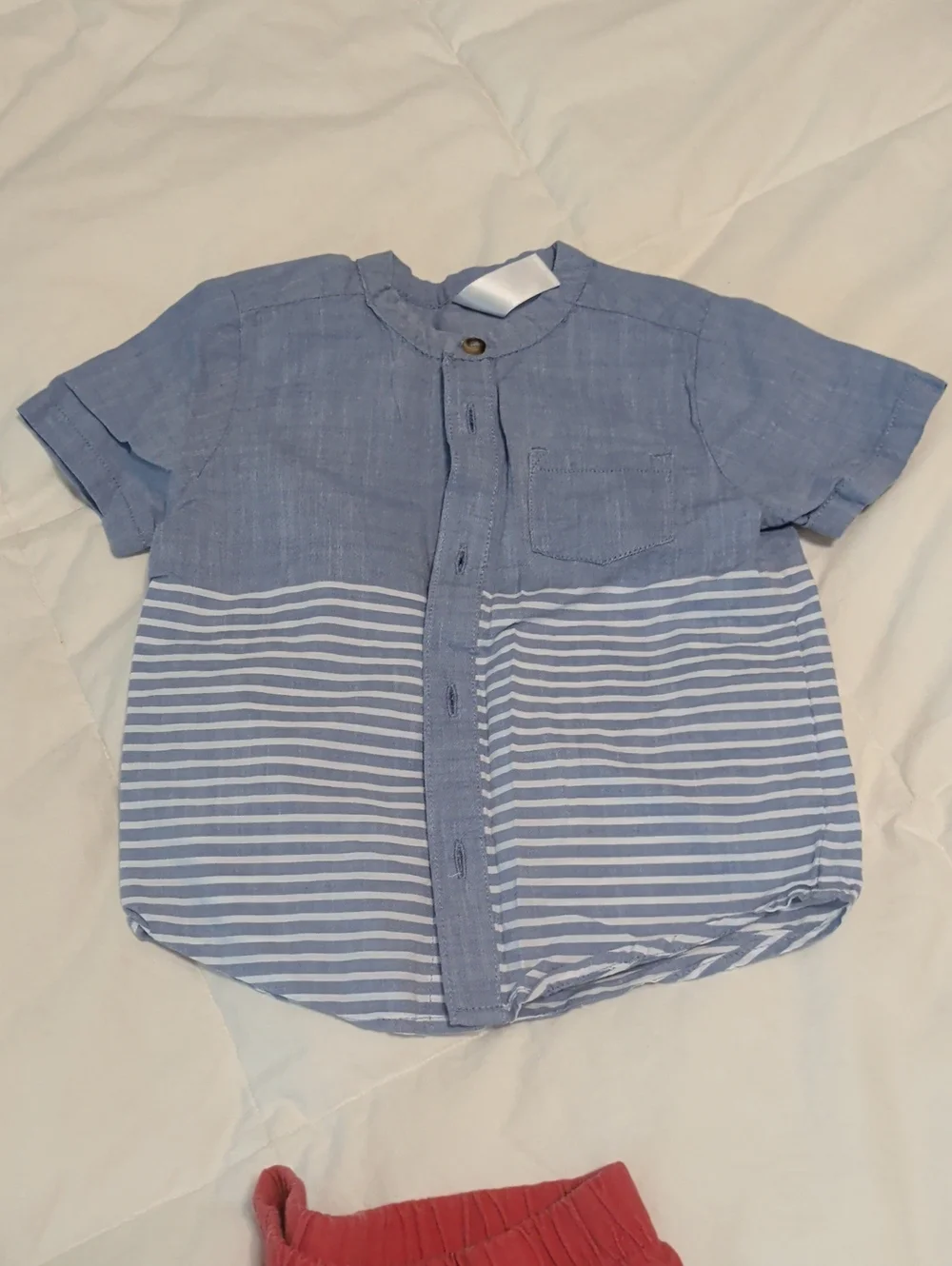 Carter's Blue Striped Top with Coral Red Shorts